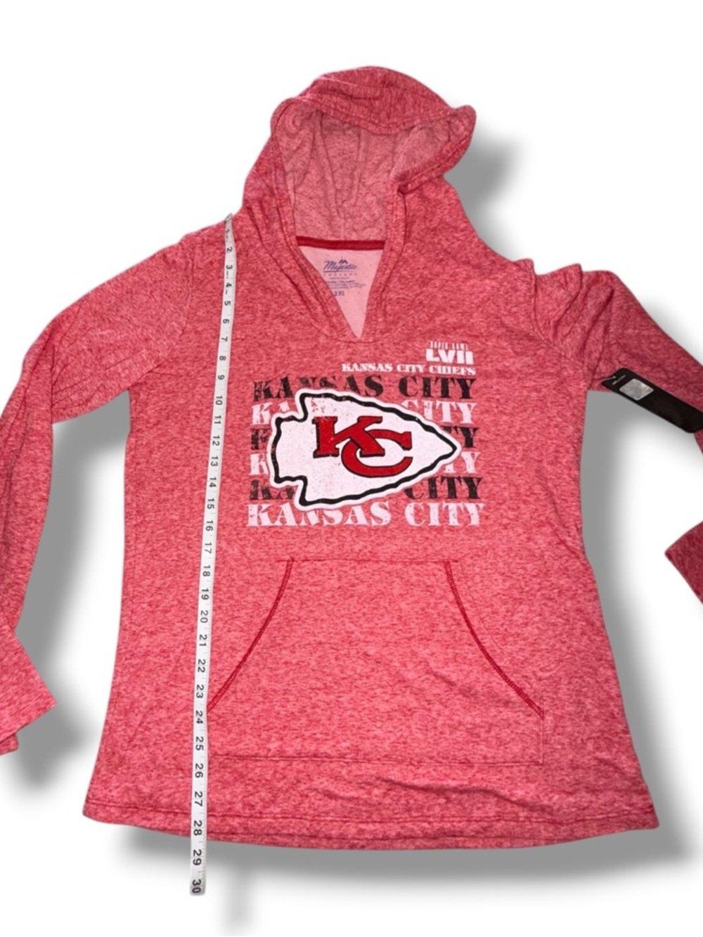 NWT MAJESTIC THREADS KC Chiefs Super Bowl LVII Retro Pullover - Women’s Red 2XL - Picture 9 of 11